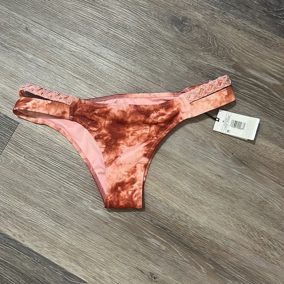 NWT Shade & Shore pink tan copper tie dyed cheeky bikini swim bottoms M - Picture 2 of 9